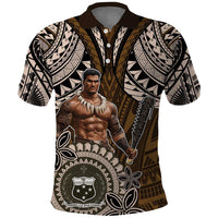 Samoa Warrior Polo Shirt The Mighty Samoan Warrior Spirit LT9 Black - Polynesian Pride