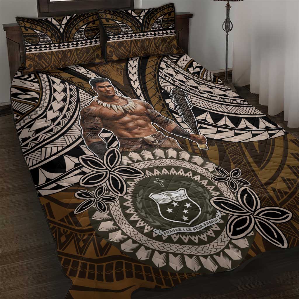 Samoa Warrior Quilt Bed Set The Mighty Samoan Warrior Spirit LT9 Black - Polynesian Pride