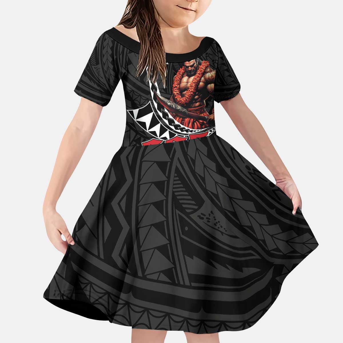 Samoan Pride Polynesian Tribal Warrior Kid Short Sleeve Dress 685 Samoa Mo Samoa LT9 KID Black - Polynesian Pride