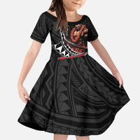 Samoan Pride Polynesian Tribal Warrior Kid Short Sleeve Dress 685 Samoa Mo Samoa LT9 KID Black - Polynesian Pride