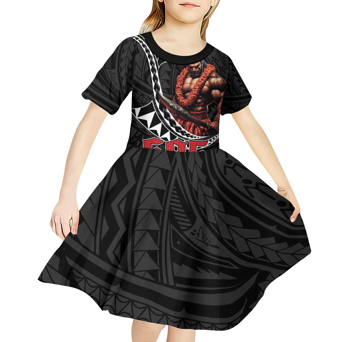 Samoan Pride Polynesian Tribal Warrior Kid Short Sleeve Dress 685 Samoa Mo Samoa LT9 - Polynesian Pride