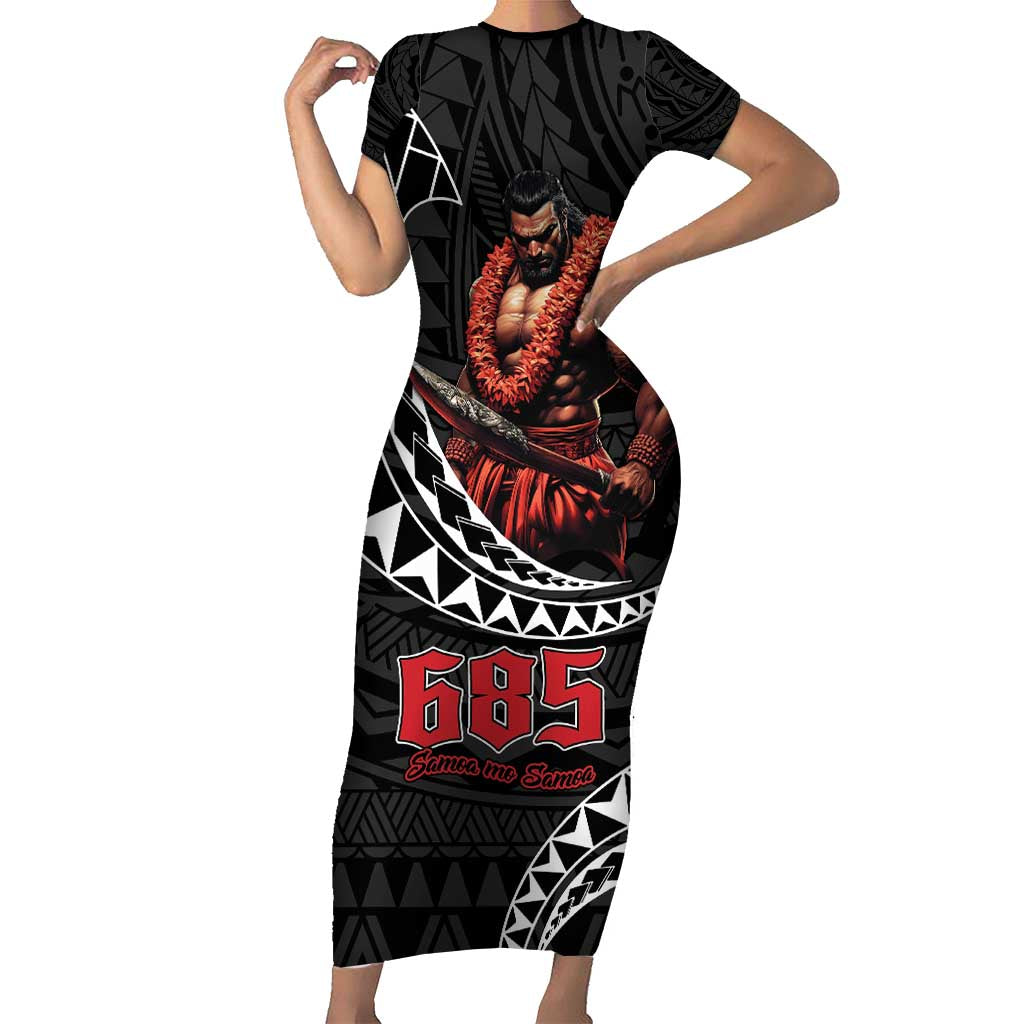 Samoan Pride Polynesian Tribal Warrior Short Sleeve Bodycon Dress 685 Samoa Mo Samoa LT9 Long Dress Black - Polynesian Pride