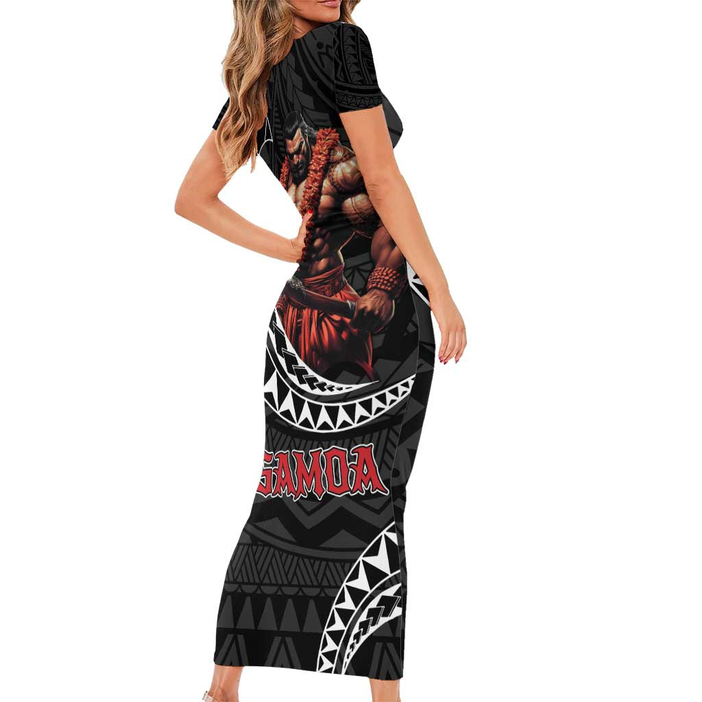 Samoan Pride Polynesian Tribal Warrior Short Sleeve Bodycon Dress 685 Samoa Mo Samoa LT9 - Polynesian Pride