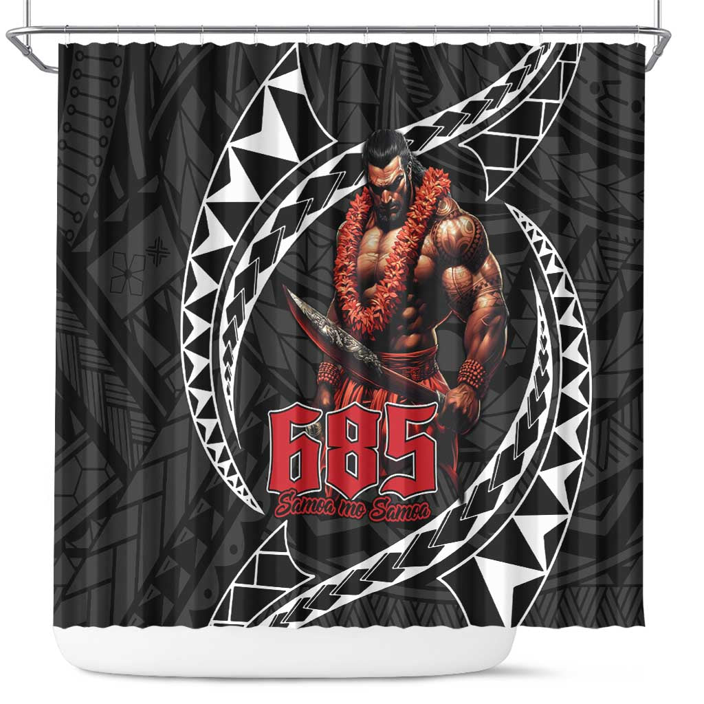 Samoan Pride Polynesian Tribal Warrior Shower Curtain 685 Samoa Mo Samoa LT9 Black - Polynesian Pride