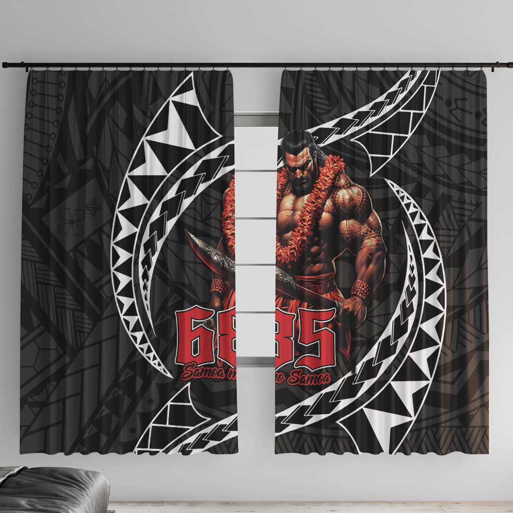 Samoan Pride Polynesian Tribal Warrior Window Curtain 685 Samoa Mo Samoa LT9 With Hooks Black - Polynesian Pride