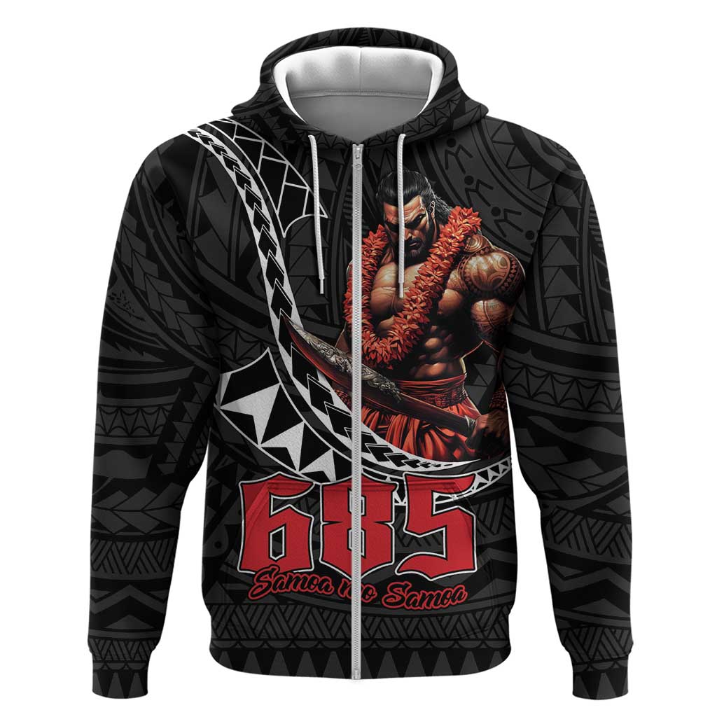 Samoan Pride Polynesian Tribal Warrior Zip Hoodie 685 Samoa Mo Samoa LT9 Zip Hoodie Black - Polynesian Pride