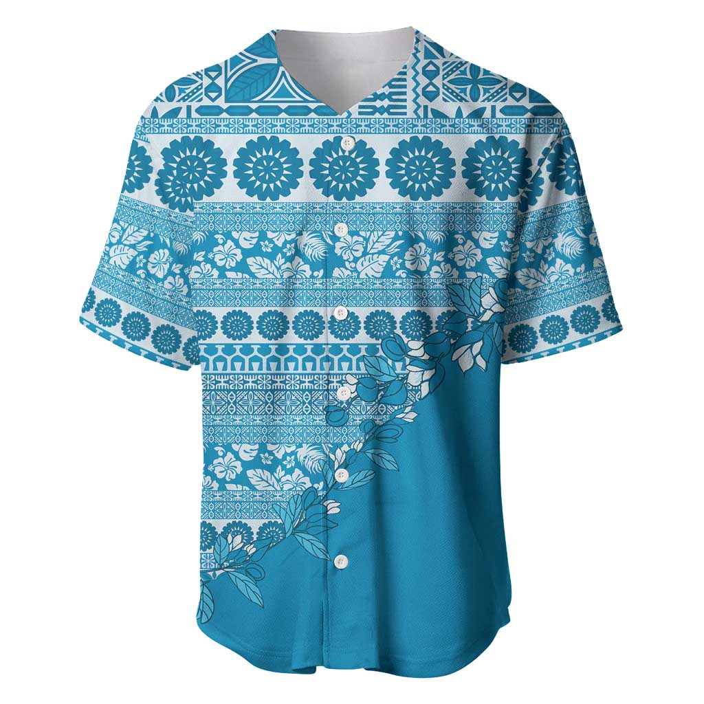Fiji Marau na Kerisimasi Baseball Jersey Aqua Tagimoucia Tapa Masi Tribal LT9 Aqua - Polynesian Pride