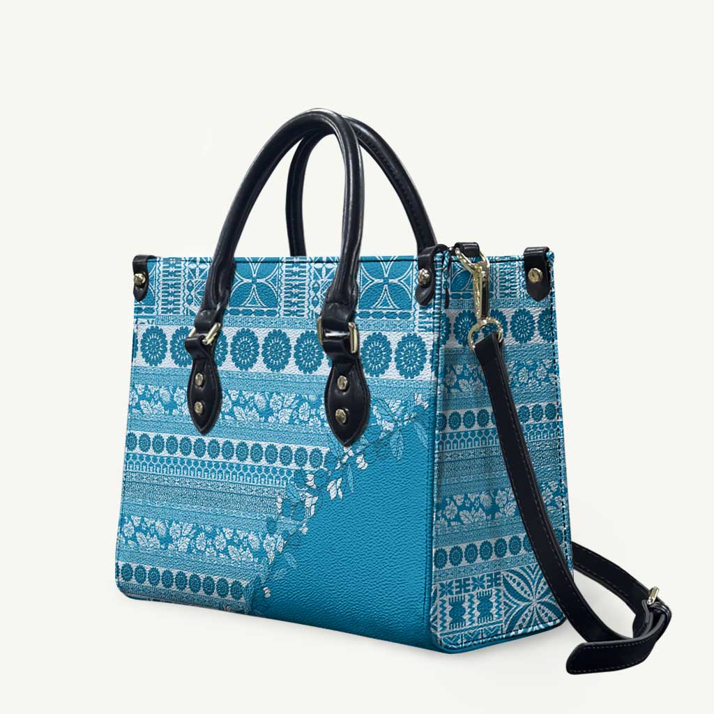 Fiji Marau na Kerisimasi Leather Bag Aqua Tagimoucia Tapa Masi Tribal LT9 Aqua - Polynesian Pride