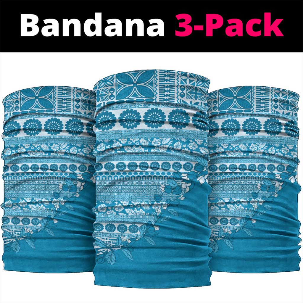 Fiji Marau na Kerisimasi Neck Gaiter Aqua Tagimoucia Tapa Masi Tribal LT9 package One Size: 25*50cm Aqua - Polynesian Pride