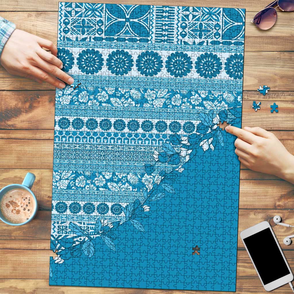 Fiji Marau na Kerisimasi Puzzle Aqua Tagimoucia Tapa Masi Tribal LT9 Aqua - Polynesian Pride