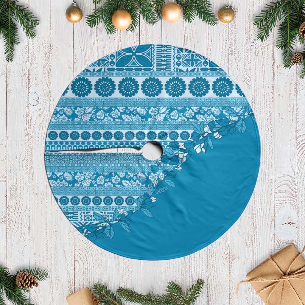 Fiji Marau na Kerisimasi Tree Skirt Aqua Tagimoucia Tapa Masi Tribal LT9 Casual Aqua - Polynesian Pride