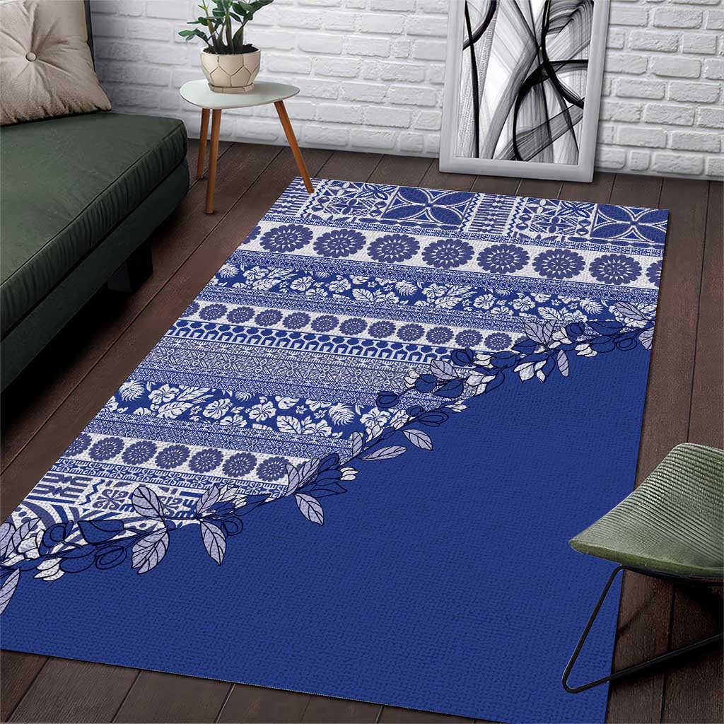 Fiji Marau na Kerisimasi Area Rug Blue Tagimoucia Tapa Masi Tribal LT9 Blue - Polynesian Pride