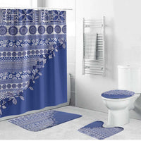 Fiji Marau na Kerisimasi Bathroom Set Blue Tagimoucia Tapa Masi Tribal LT9 Bathroom Set (4 pcs) Blue - Polynesian Pride
