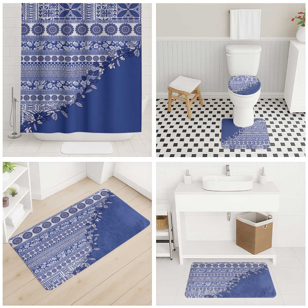 Fiji Marau na Kerisimasi Bathroom Set Blue Tagimoucia Tapa Masi Tribal LT9 - Polynesian Pride