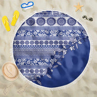 Fiji Marau na Kerisimasi Beach Blanket Blue Tagimoucia Tapa Masi Tribal LT9 One Size 150cm Blue - Polynesian Pride