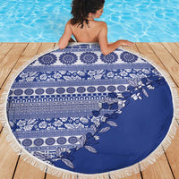 Fiji Marau na Kerisimasi Beach Blanket Blue Tagimoucia Tapa Masi Tribal LT9 - Polynesian Pride