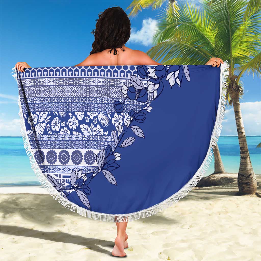 Fiji Marau na Kerisimasi Beach Blanket Blue Tagimoucia Tapa Masi Tribal LT9 - Polynesian Pride