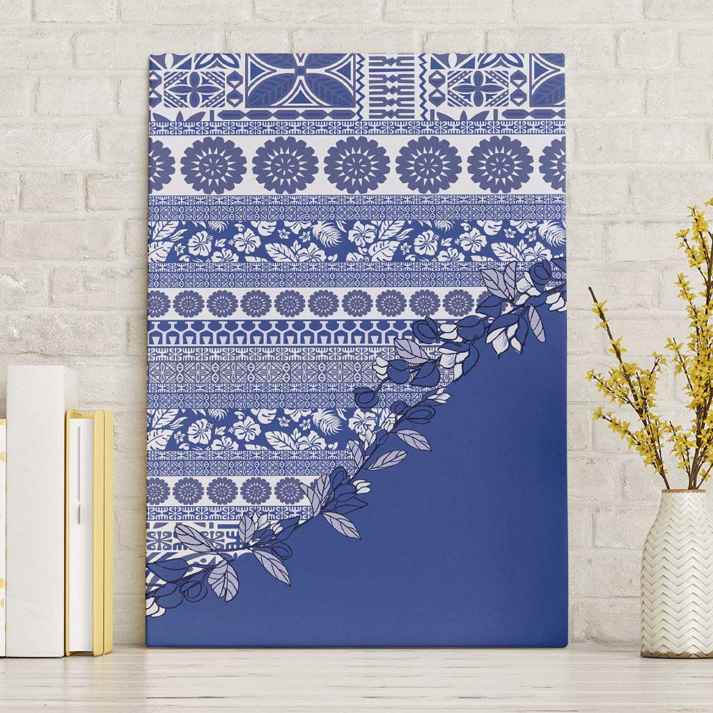 Fiji Marau na Kerisimasi Canvas Wall Art Blue Tagimoucia Tapa Masi Tribal LT9 Without Frame Blue - Polynesian Pride