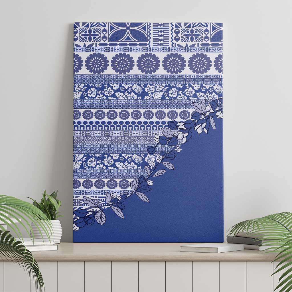Fiji Marau na Kerisimasi Canvas Wall Art Blue Tagimoucia Tapa Masi Tribal LT9 - Polynesian Pride