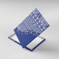 Fiji Marau na Kerisimasi Canvas Wall Art Blue Tagimoucia Tapa Masi Tribal LT9 With Frame Blue - Polynesian Pride