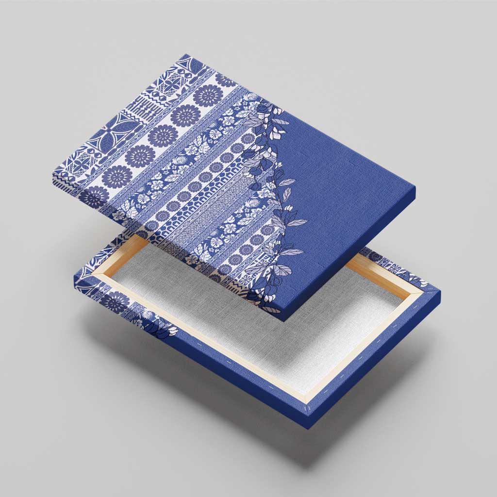 Fiji Marau na Kerisimasi Canvas Wall Art Blue Tagimoucia Tapa Masi Tribal LT9 - Polynesian Pride