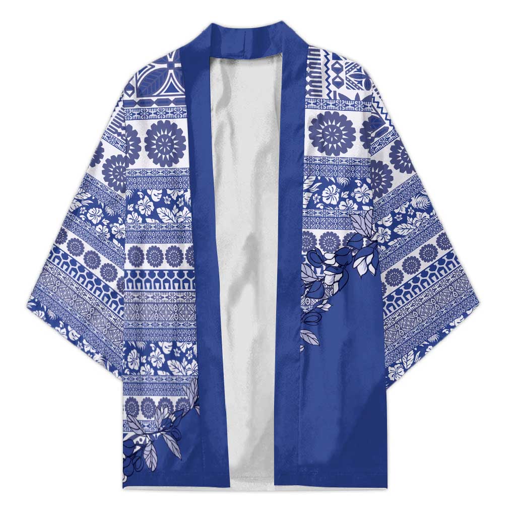 Fiji Marau na Kerisimasi Kimono Blue Tagimoucia Tapa Masi Tribal LT9 Unisex Blue - Polynesian Pride
