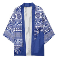 Fiji Marau na Kerisimasi Kimono Blue Tagimoucia Tapa Masi Tribal LT9 Unisex Blue - Polynesian Pride