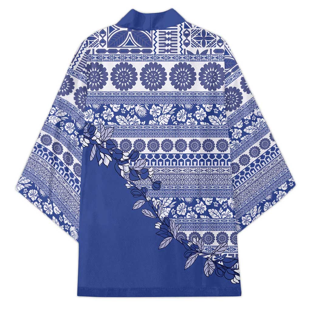 Fiji Marau na Kerisimasi Kimono Blue Tagimoucia Tapa Masi Tribal LT9 - Polynesian Pride