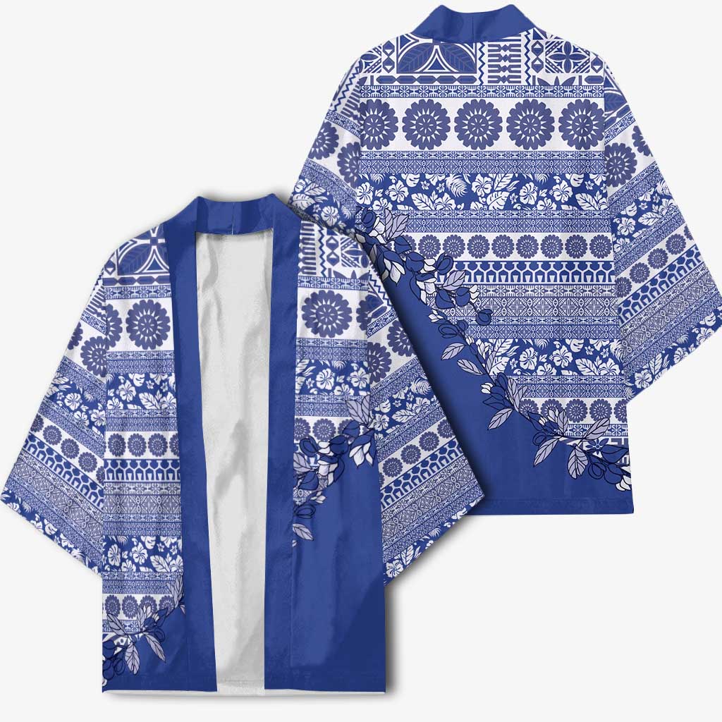 Fiji Marau na Kerisimasi Kimono Blue Tagimoucia Tapa Masi Tribal LT9 - Polynesian Pride