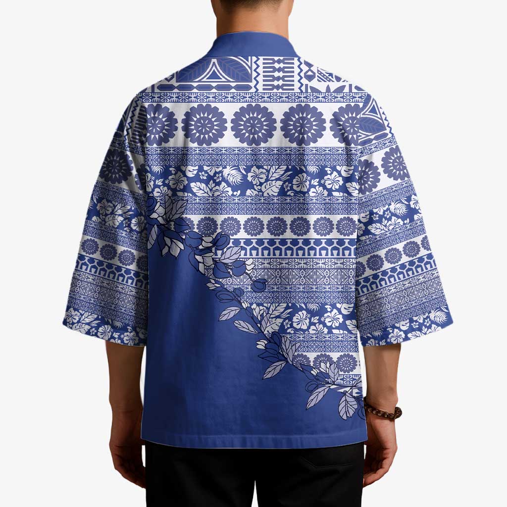 Fiji Marau na Kerisimasi Kimono Blue Tagimoucia Tapa Masi Tribal LT9 - Polynesian Pride