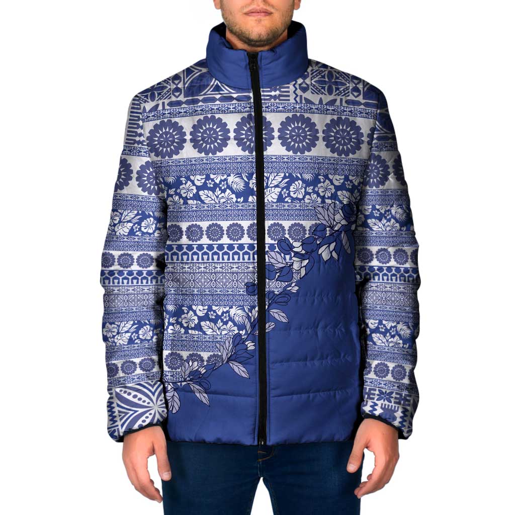 Fiji Marau na Kerisimasi Padded Jacket Blue Tagimoucia Tapa Masi Tribal LT9 Men Blue - Polynesian Pride