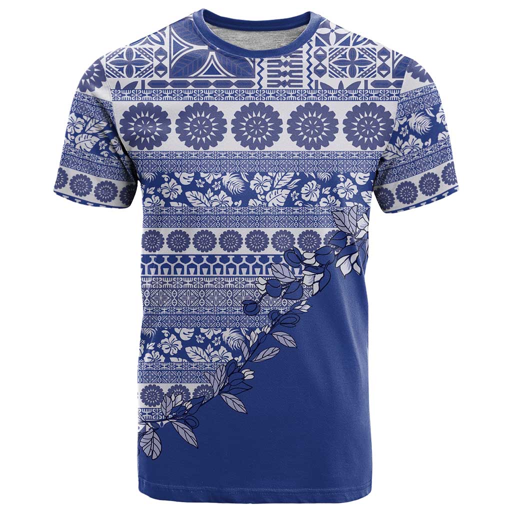 Fiji Marau na Kerisimasi T Shirt Blue Tagimoucia Tapa Masi Tribal LT9 Blue - Polynesian Pride