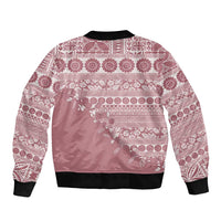 Fiji Marau na Kerisimasi Bomber Jacket Dusty Rose Tagimoucia Tapa Masi Tribal LT9 - Polynesian Pride