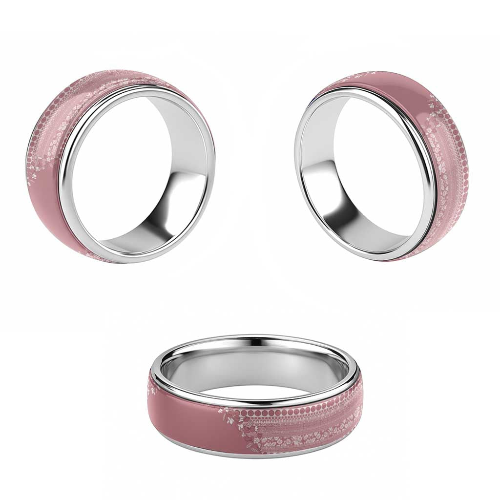 Fiji Marau na Kerisimasi Classic Ring Dusty Rose Tagimoucia Tapa Masi Tribal LT9 - Polynesian Pride
