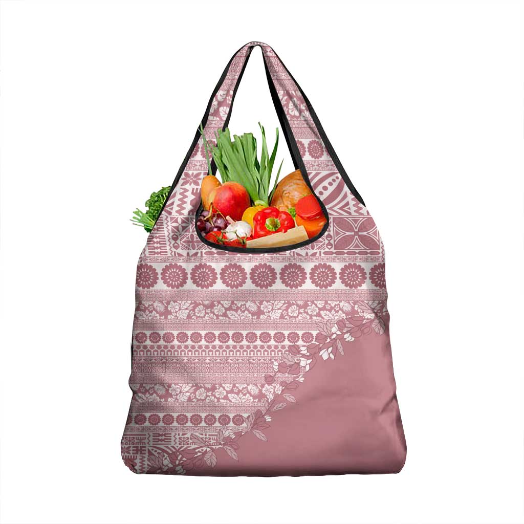 Fiji Marau na Kerisimasi Grocery Bag Dusty Rose Tagimoucia Tapa Masi Tribal LT9 1-pack One Size Pink - Polynesian Pride