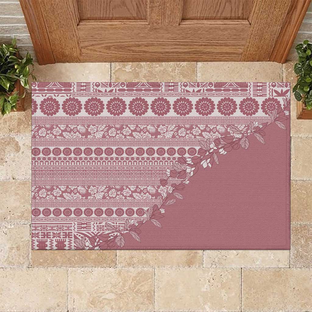 Fiji Marau na Kerisimasi Rubber Doormat Dusty Rose Tagimoucia Tapa Masi Tribal LT9 Pink - Polynesian Pride