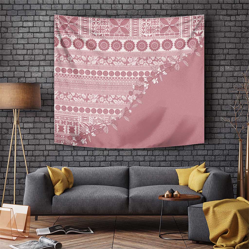 Fiji Marau na Kerisimasi Tapestry Dusty Rose Tagimoucia Tapa Masi Tribal LT9 Pink - Polynesian Pride