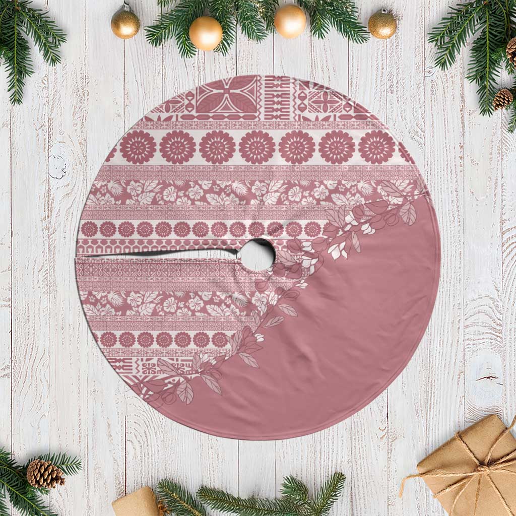 Fiji Marau na Kerisimasi Tree Skirt Dusty Rose Tagimoucia Tapa Masi Tribal LT9 Casual Pink - Polynesian Pride