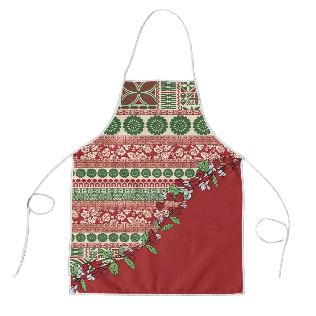 Fiji Marau na Kerisimasi Apron Red Tagimoucia Tapa Masi Tribal LT9 Red - Polynesian Pride