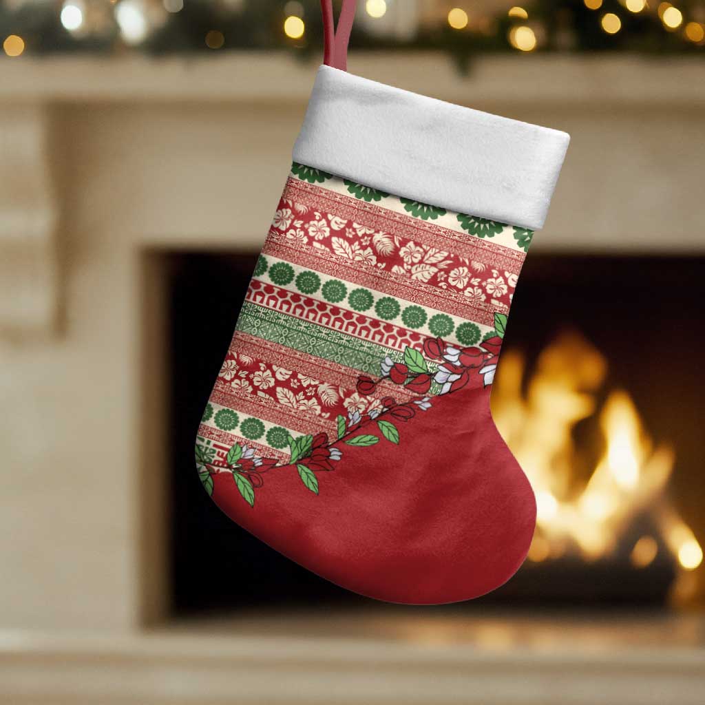 Fiji Marau na Kerisimasi Christmas Stocking Red Tagimoucia Tapa Masi Tribal LT9 Set of 2 Red - Polynesian Pride