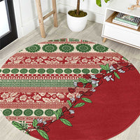 Fiji Marau na Kerisimasi Round Carpet Red Tagimoucia Tapa Masi Tribal LT9 Red - Polynesian Pride