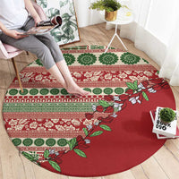 Fiji Marau na Kerisimasi Round Carpet Red Tagimoucia Tapa Masi Tribal LT9 - Polynesian Pride