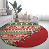 Fiji Marau na Kerisimasi Round Carpet Red Tagimoucia Tapa Masi Tribal LT9 - Polynesian Pride