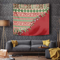 Fiji Marau na Kerisimasi Tapestry Red Tagimoucia Tapa Masi Tribal LT9 Red - Polynesian Pride