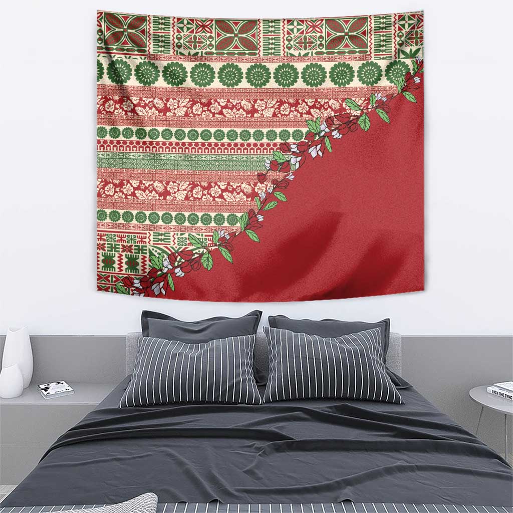 Fiji Marau na Kerisimasi Tapestry Red Tagimoucia Tapa Masi Tribal LT9 - Polynesian Pride