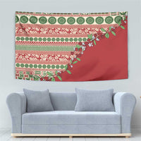 Fiji Marau na Kerisimasi Tapestry Red Tagimoucia Tapa Masi Tribal LT9 - Polynesian Pride