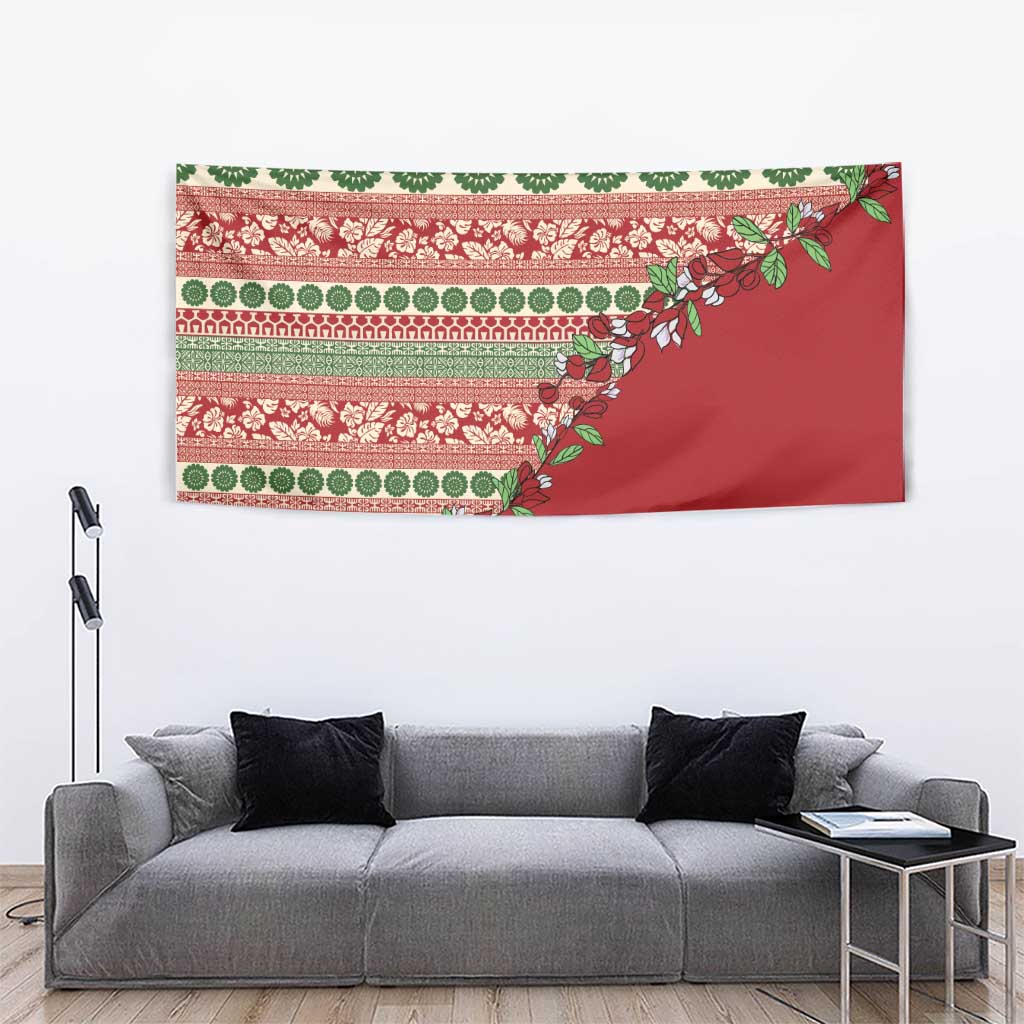 Fiji Marau na Kerisimasi Tapestry Red Tagimoucia Tapa Masi Tribal LT9 - Polynesian Pride