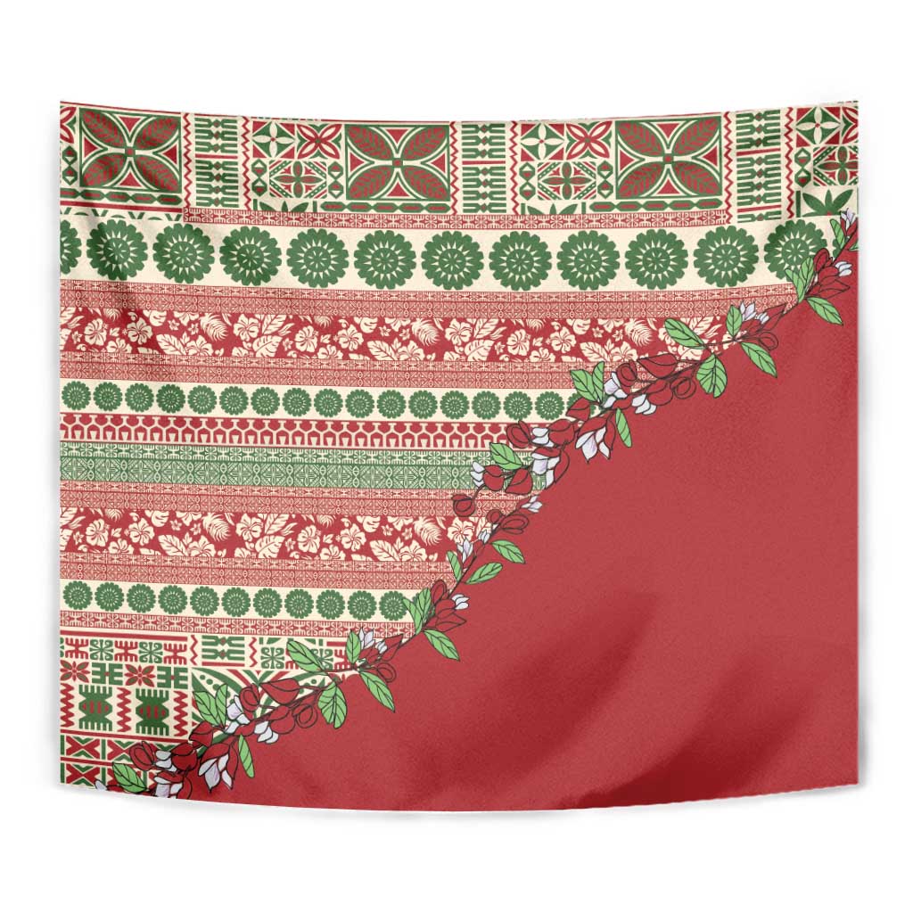 Fiji Marau na Kerisimasi Tapestry Red Tagimoucia Tapa Masi Tribal LT9 - Polynesian Pride