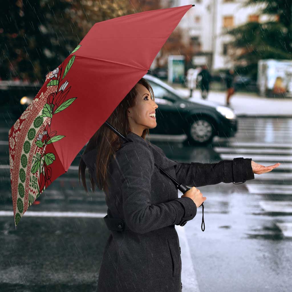 Fiji Marau na Kerisimasi Umbrella Red Tagimoucia Tapa Masi Tribal LT9 - Polynesian Pride