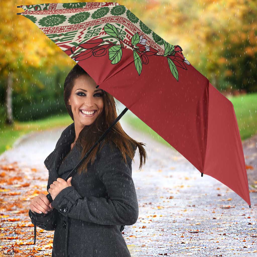 Fiji Marau na Kerisimasi Umbrella Red Tagimoucia Tapa Masi Tribal LT9 - Polynesian Pride